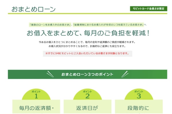 SMBCモビットのおまとめローン